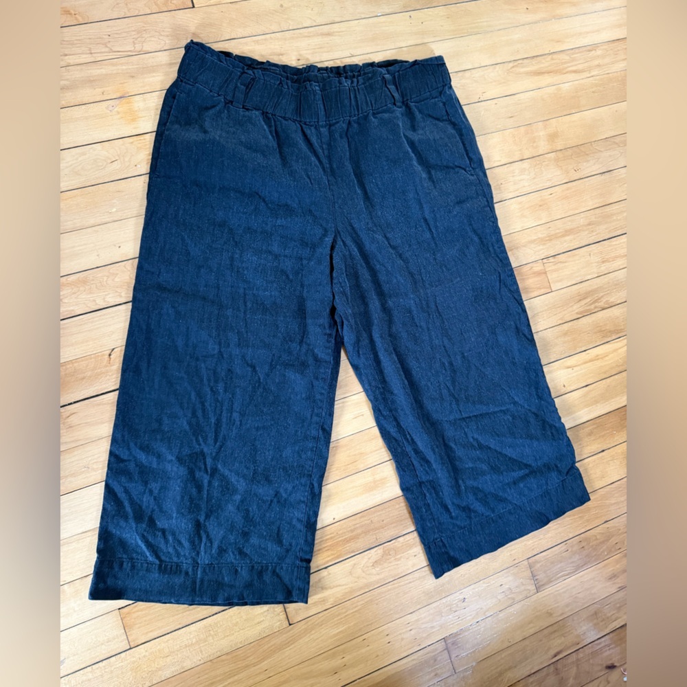 J.Jill linen stretch pull on capri pants paperbag waist comfort classic
